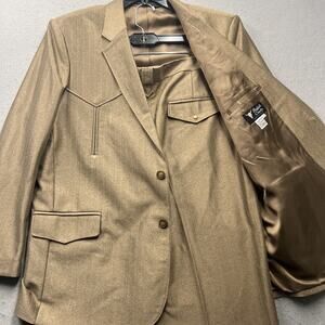 Buffalo Country Western 2 Piece Suit 40R Tan Blazer Pants Cowboy Formal Rodeo